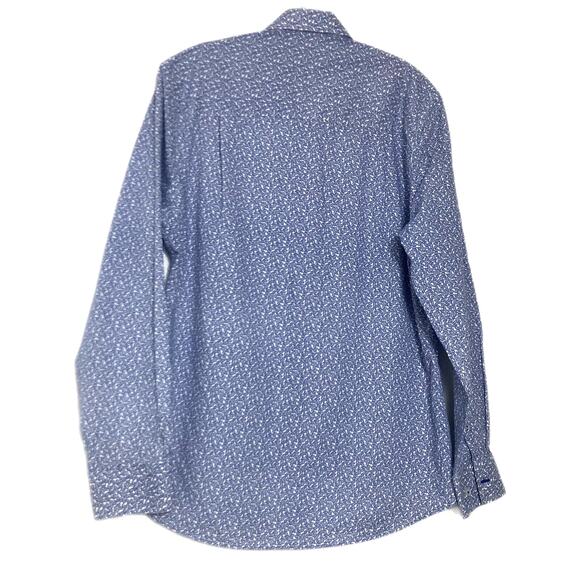 Nick Graham Everywhere Shirt Blue Paisley Flip Cuff Modern Fit 15.5 34-35 M - Picture 4 of 14